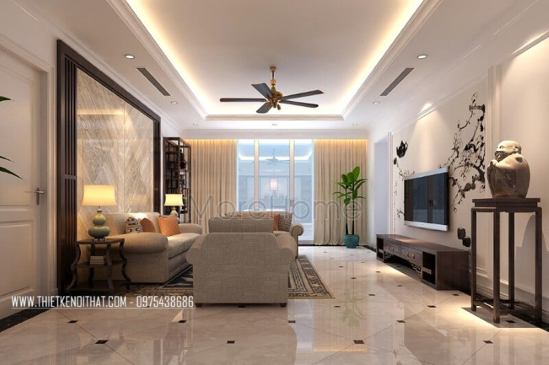 Mẫu thiết kế chung cư Thăng Long Number 1 cao cấp phong cách gỗ Việt Thiết kế chung cư