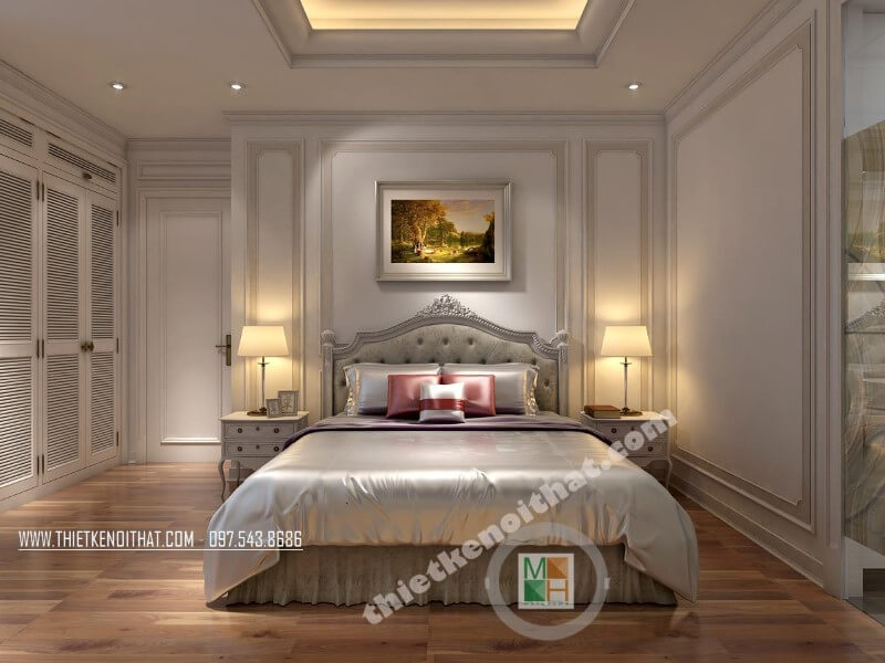 Giường ngủ chung cư tân cổ điển Giường ngủ chung cư tân cổ điển