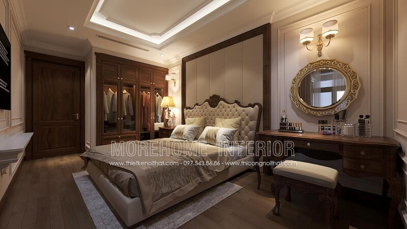 Giường ngủ chung cư tân cổ điển Giường ngủ chung cư tân cổ điển