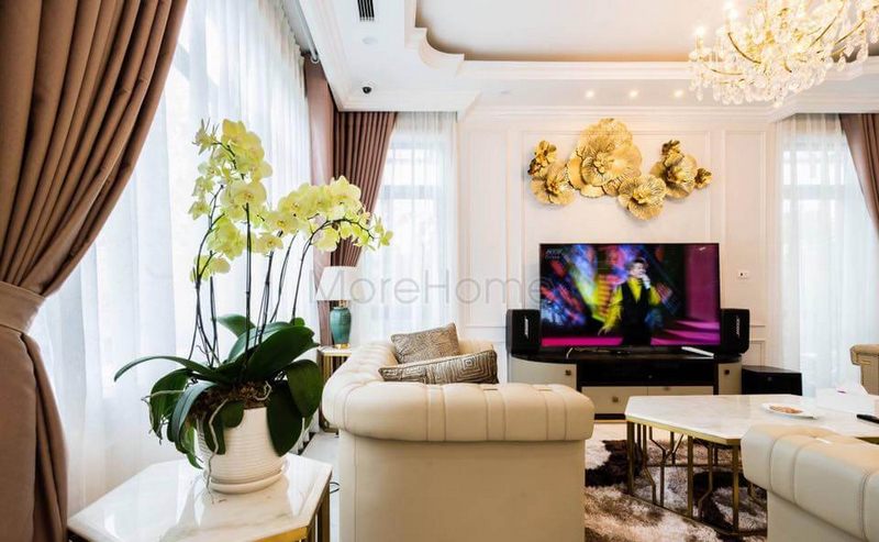 Không gian nội thất phòng khách biệt thự sang trọng