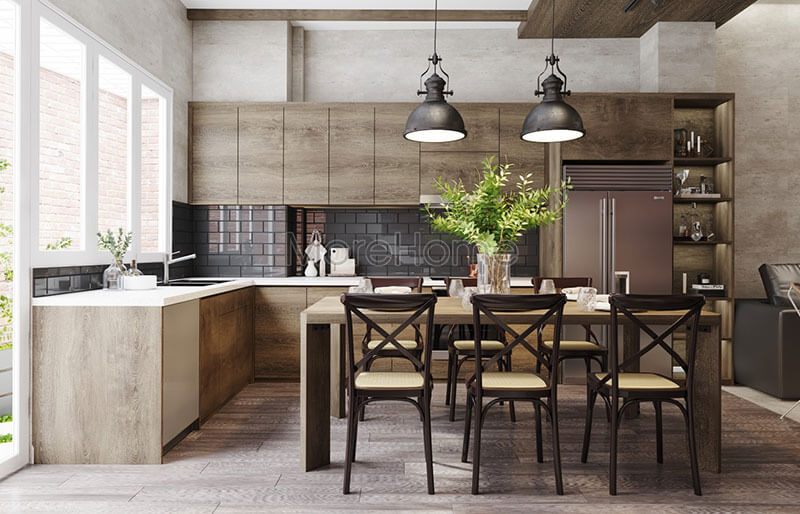 Mẫu bàn ăn đơn giản, hiện đại dành cho số người là 6.